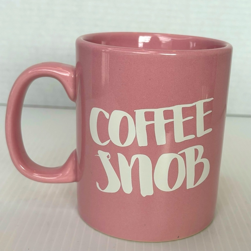 COFFEE SNOB COFFEE MUG. Art Deco Print Mug PINK & WHITE